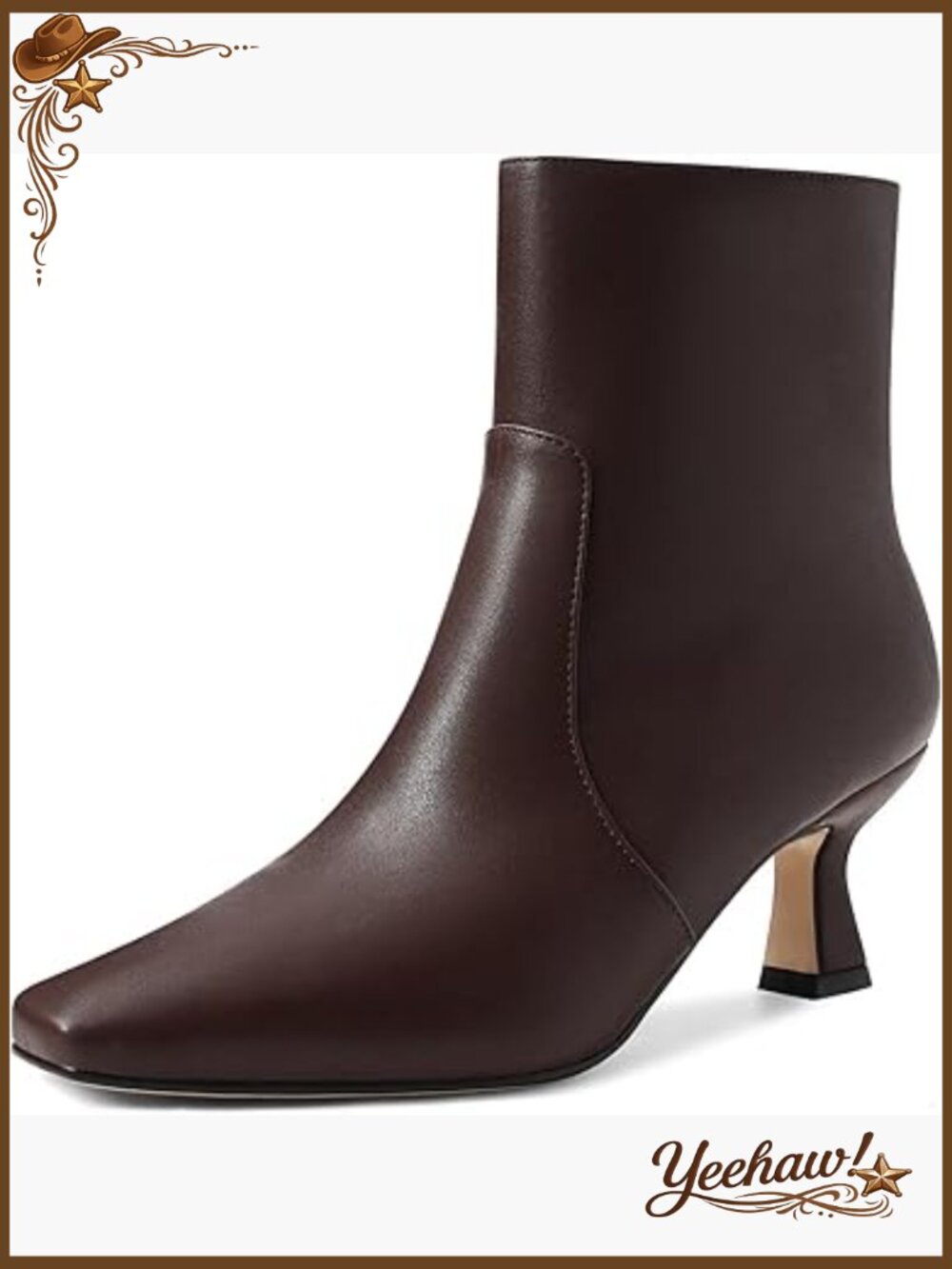 Women's Ankle Boots Kitten Heel Square Toe Side Zipper Casual Shoes